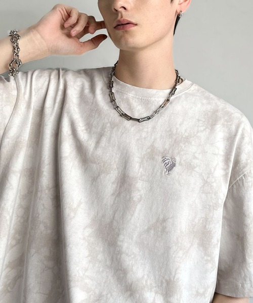 

Футболка оверсайз с вышивкой и эффектом тай-дай Classical Origin, кремовая