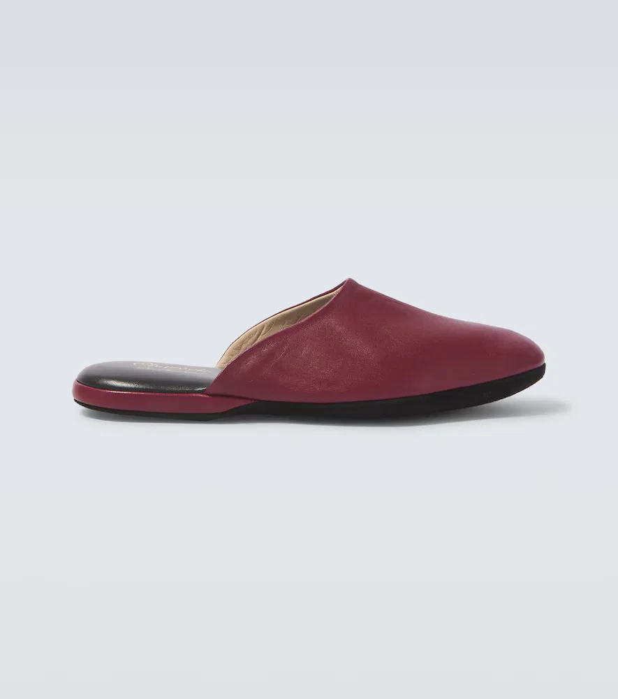 Кожаные тапочки Charvet, бургунди