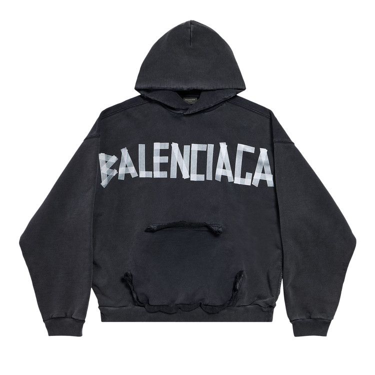 

Худи Balenciaga Ripped Pocket Hoodie, Faded Washed Black