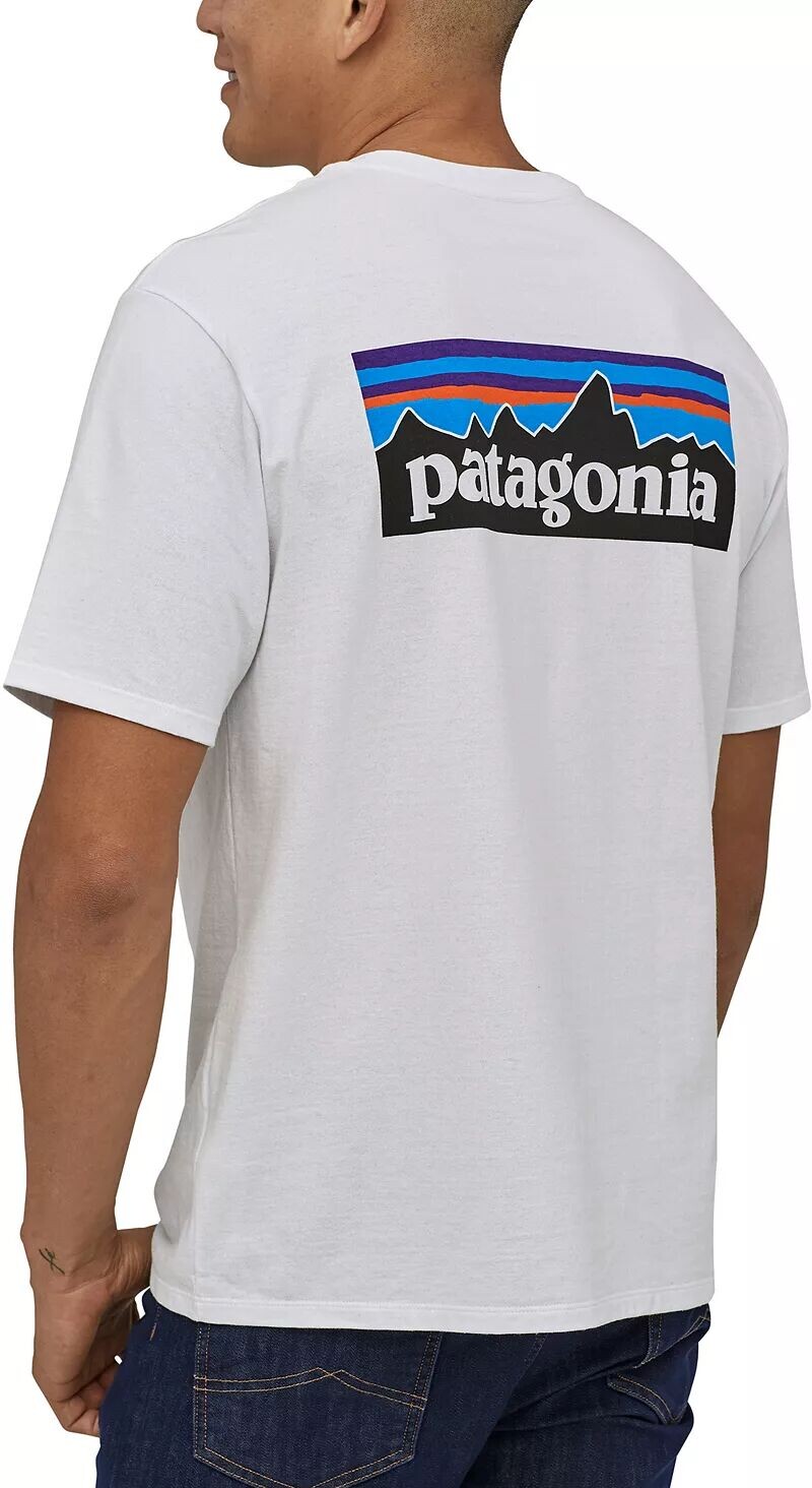 

Мужская футболка Patagonia P-6 с логотипом Responsibili и короткими рукавами, белый