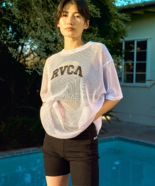 

Женская футболка с коротким рукавом, сетчатая, с логотипом RVCA, белая