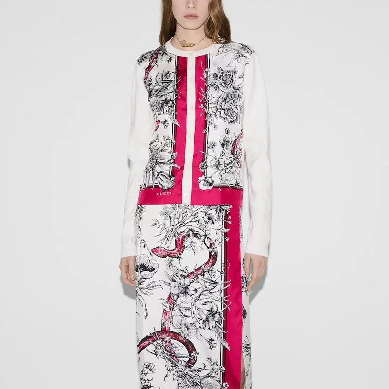 Вязаный джемпер GUCCI SS25, женский, красный с белым — фото 3