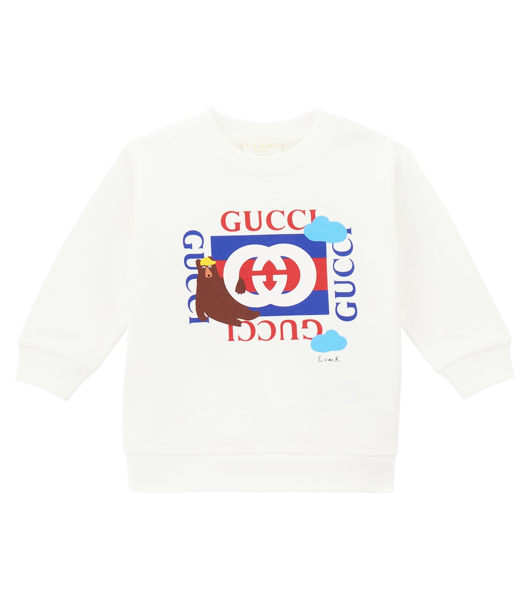 

Детский хлопковый флисовый свитшот Euan Roberts Gucci Kids, New White/Mc