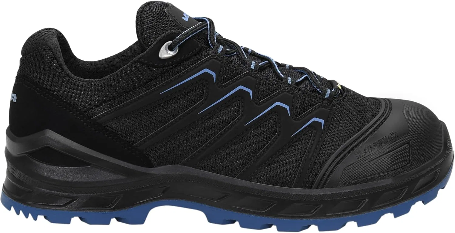 ELTEN Рабочие защитные ботинки LOWA Larrox Work GTX Black-Blue Lo S3 CI, женские и мужские, текстильные, со стальным защитным носком, легкие, спортивные — фото 2