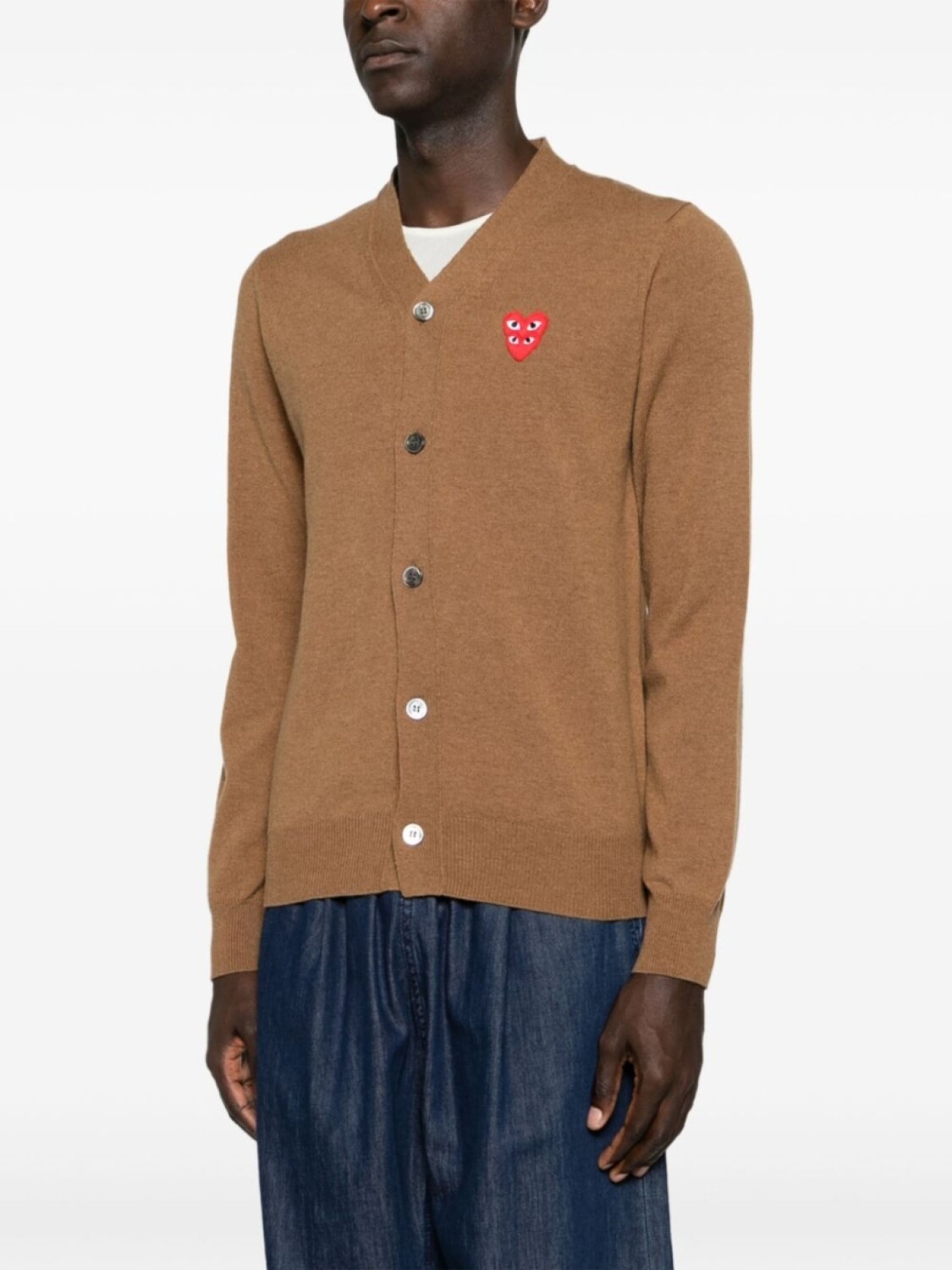 

Comme Des Garçons Play шерстяной кардиган с нашивкой, коричневый