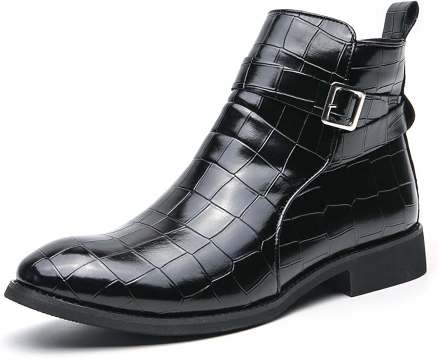 

Мужские ботинки Челси ретро с пряжкой, деловые, повседневные и формальные, с эффектом увеличения роста, против скольжения, для ходьбы, офиса, встреч, свадеб, банкетов, высокие кожаные туфли Generic, черный