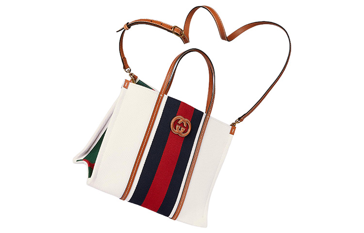 GUCCI Хлопковая сумка-шоппер из холста с кожаными вставками среднего размера мужская наплечная сумка через плечо — фото 2