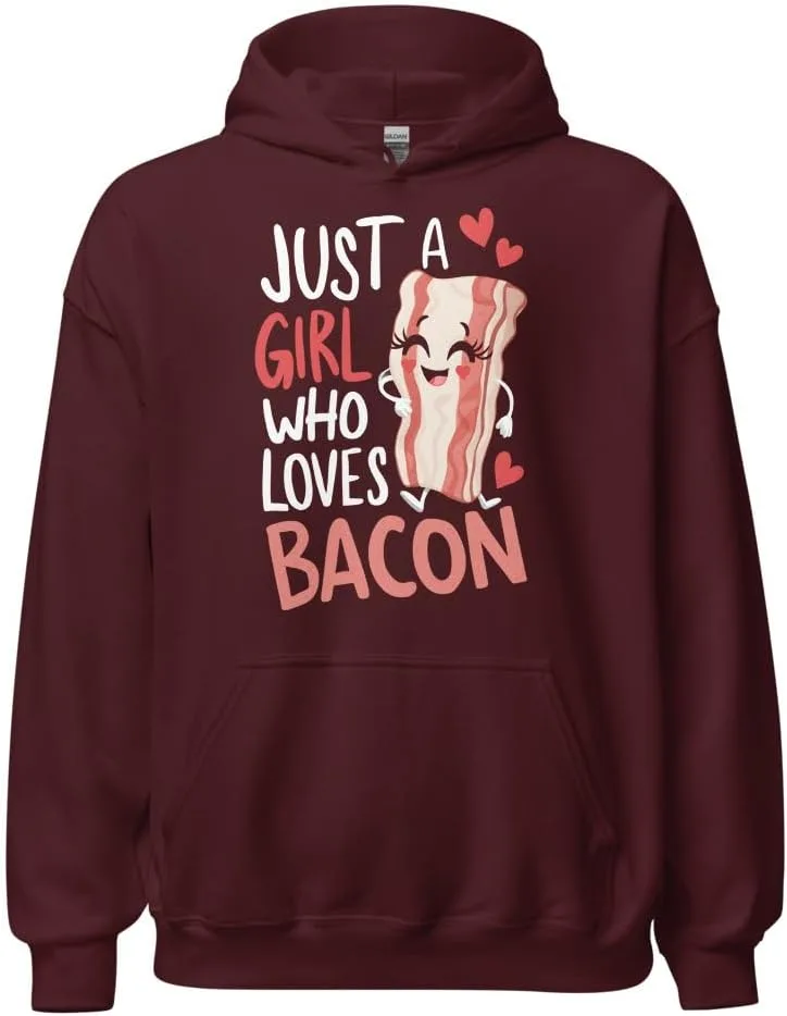 Толстовка Funny Bacon Lover для женщин и девочек, Unisex, Just a Girl Who Loves Bacon Generic, бордовый