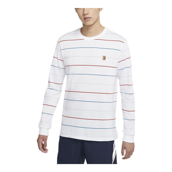 

Футболка Nike Multicolor Stripe Logo Micro Mark Tennis Casual Long Sleeves White, мультиколор