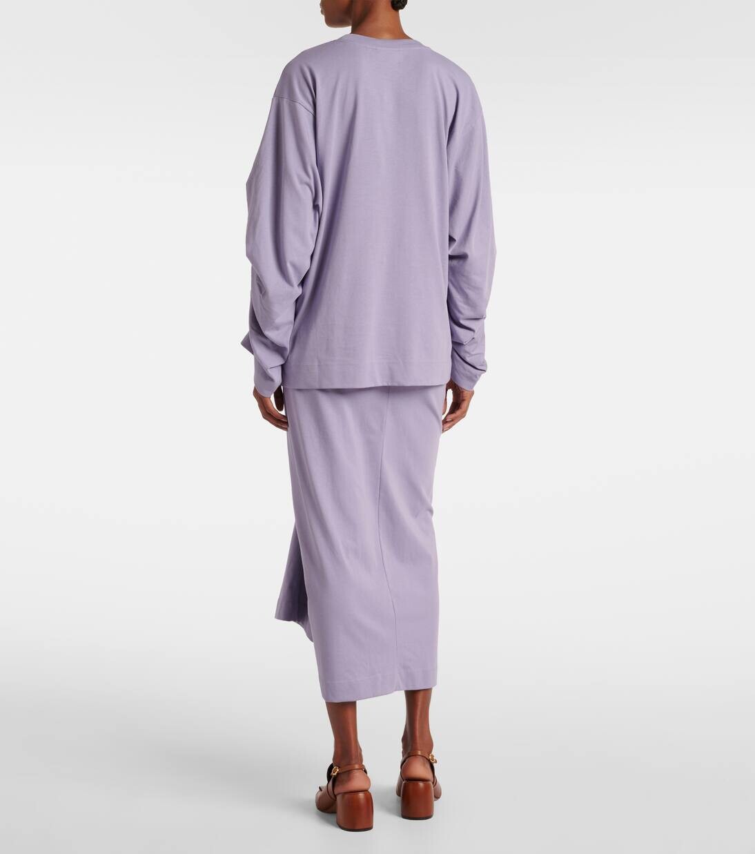 Свитшот из хлопкового джерси с оборками Dries Van Noten, цвет lilac — фото 3