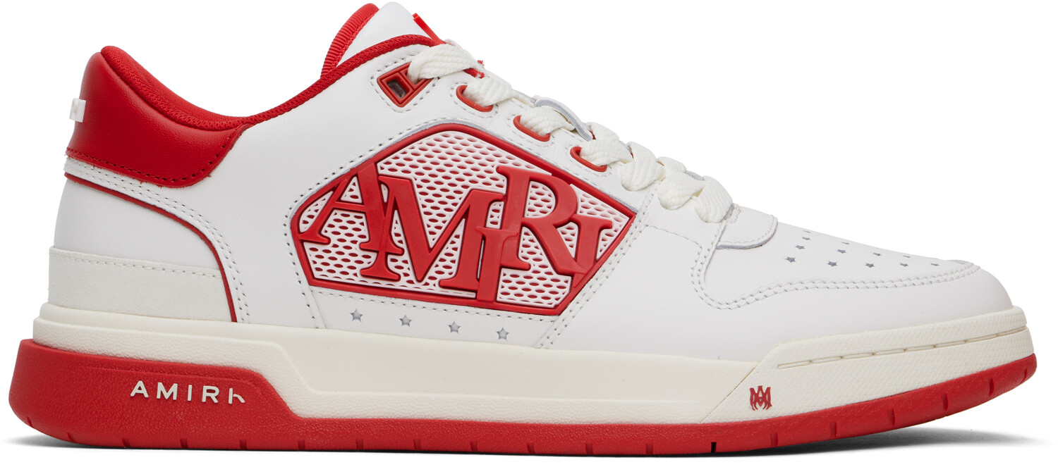 

Классические низкие кроссовки белого и красного цвета AMIRI, белый/красный