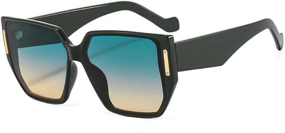 

Большие солнцезащитные очки неправильной формы для женщин с градиентным переходом цвета, защита от УФ-излучения UV400, ретро-очки для мужчин в стиле панк HCPIHF, Dark Green Green Tea