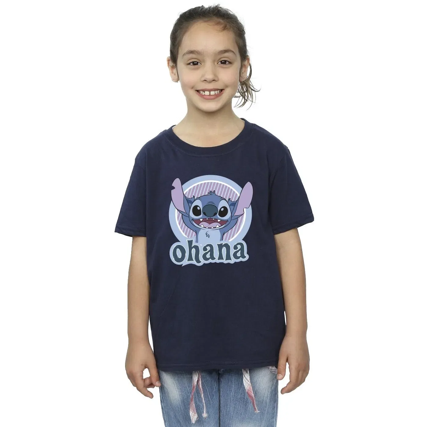 Футболка детская с принтом Lilo and Stitch Disney, темно-синий