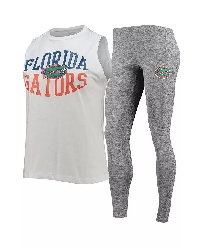 

Женский комплект для сна из топа и леггинсов Florida Gators угольного и белого цвета Concepts Sport