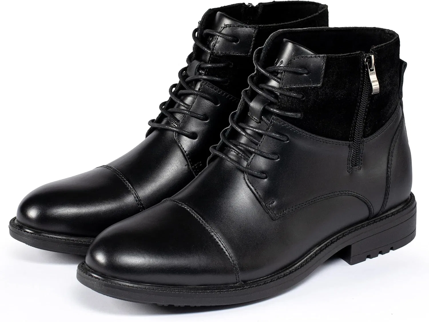 Мужские ботинки Holy Dove Oxford с боковой молнией, высококачественной черной кожей, средней шнуровкой, ботильоны Chukka, деловая рабочая обувь для мужчин — фото 4
