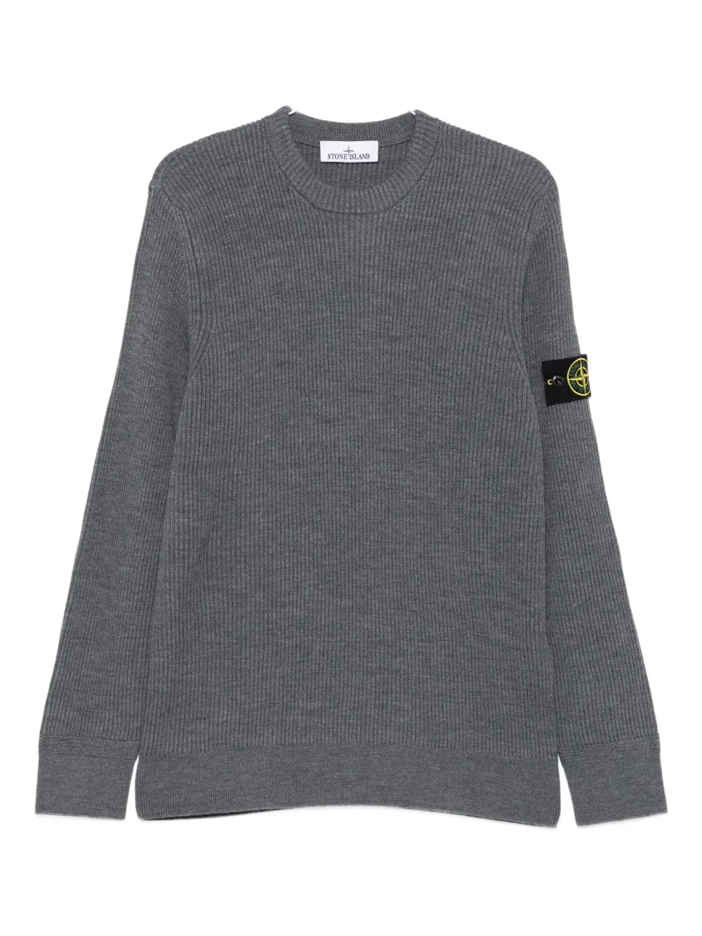 

Рифленый вязаный свитер с нашивкой-логотипом Stone Island, серый