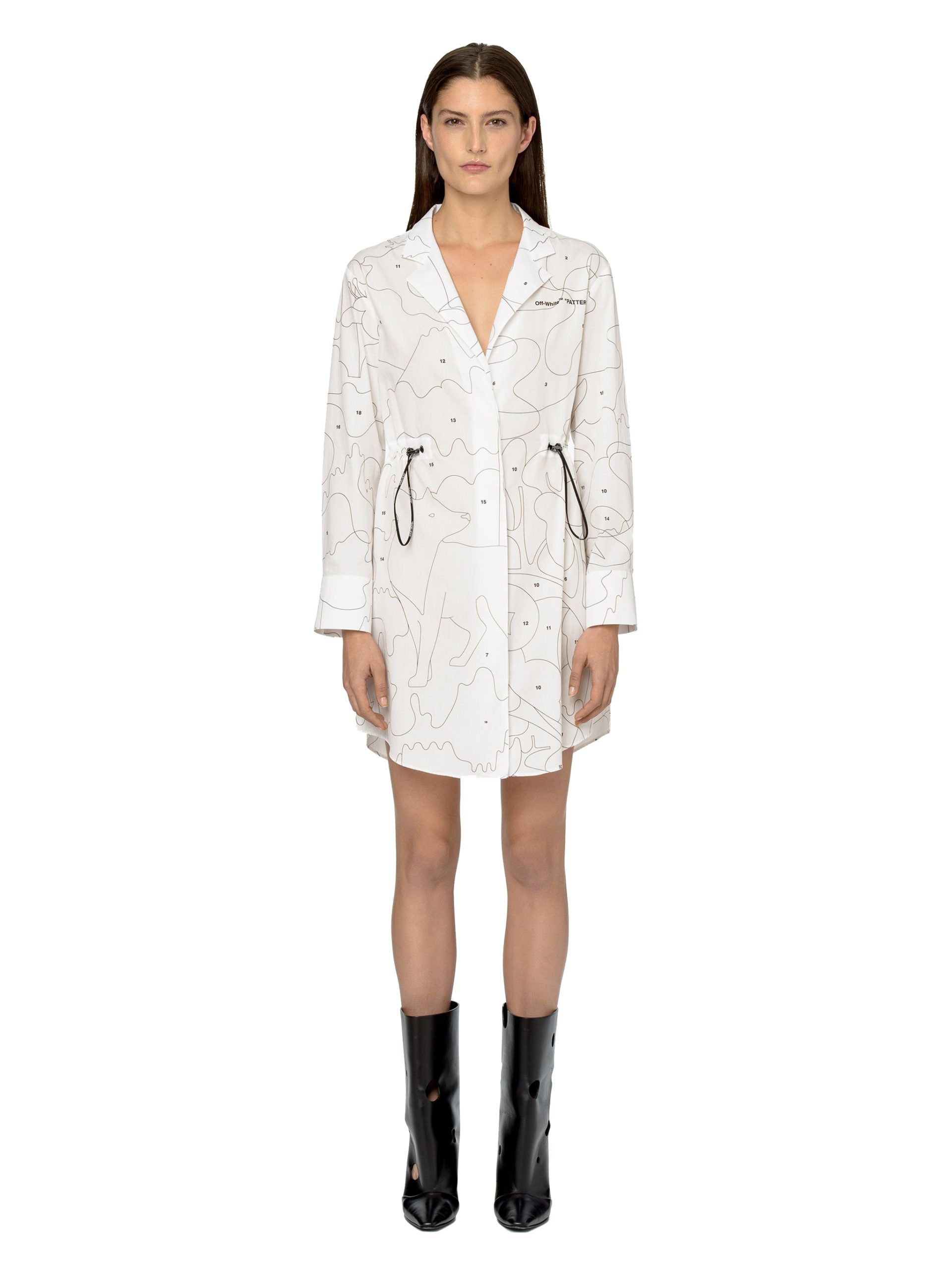 

Элегантное платье с длинными рукавами и узором-пазлом Off-White, белый