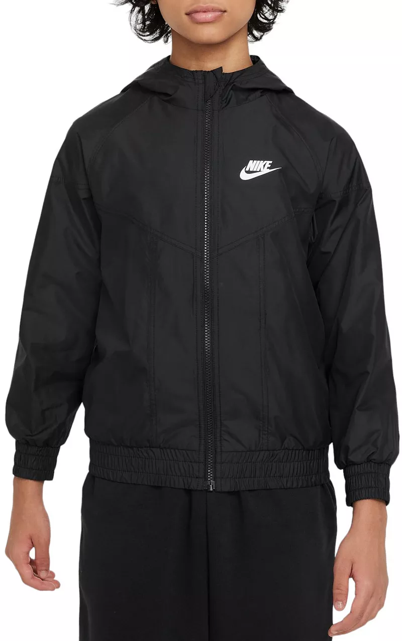 

Детская спортивная куртка Nike Windrunner с капюшоном, черный/белый