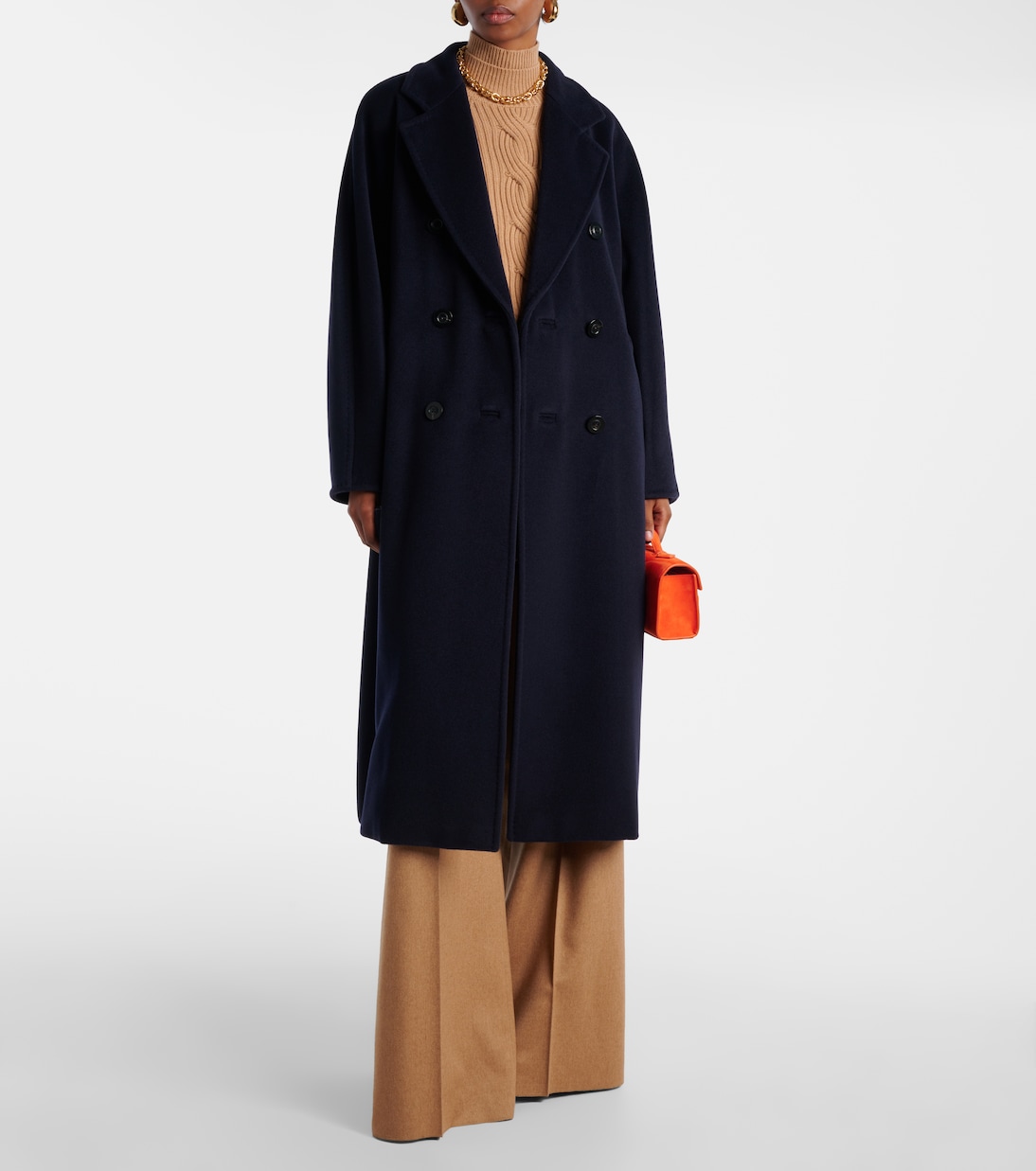 Пальто-халат Madame из шерсти и кашемира Max Mara, Blu Marino — фото 2