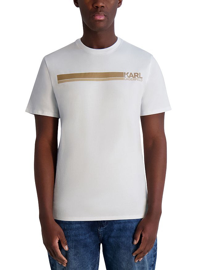 

Футболка с логотипом Race Stripe в облегающем крое KARL LAGERFELD PARIS, белый