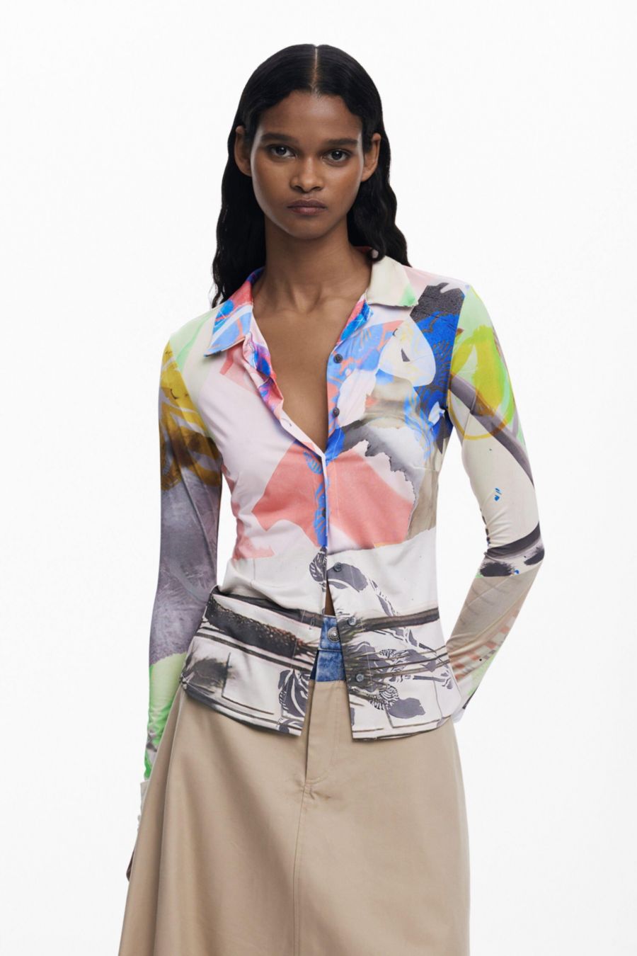 

Женская футболка с коллажем на пуговицах Desigual, Multi