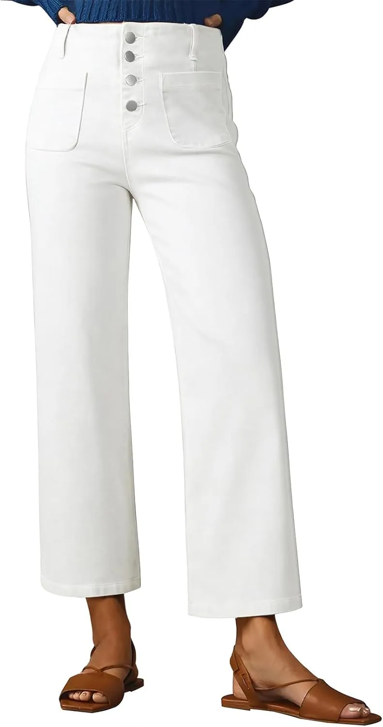 

Женские джинсы Sidefeel с широкими штанинами, завышенной талией, прямым кроем и карманами