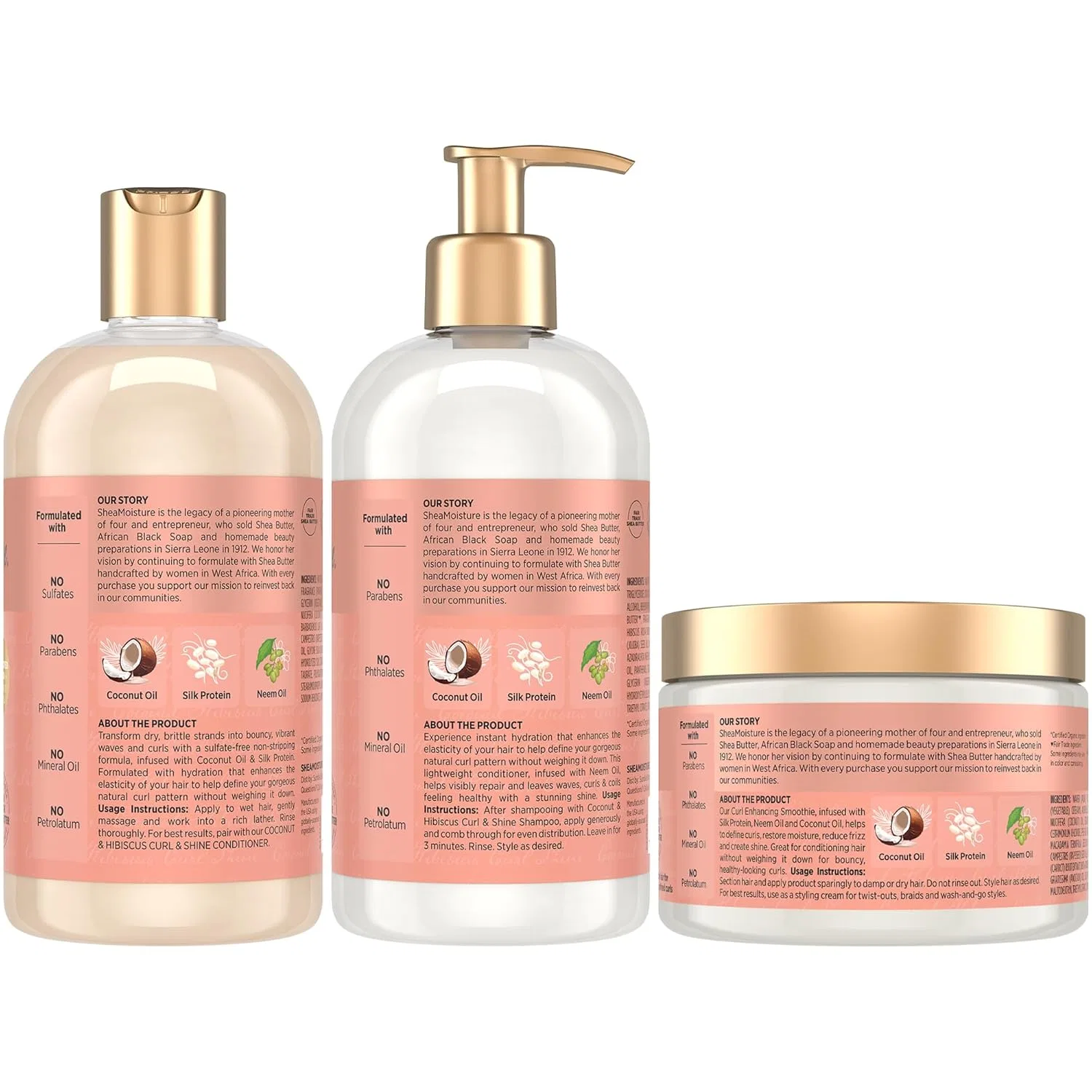 Трио Shea Moisture Coconut & Hibiscus Curl: шампунь, кондиционер, смузи для усиления завитков Shea Moisture — фото 2