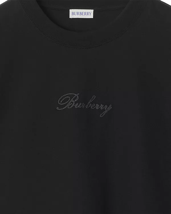 Футболка Burberry с вышитым логотипом, хлопок, черный — фото 3