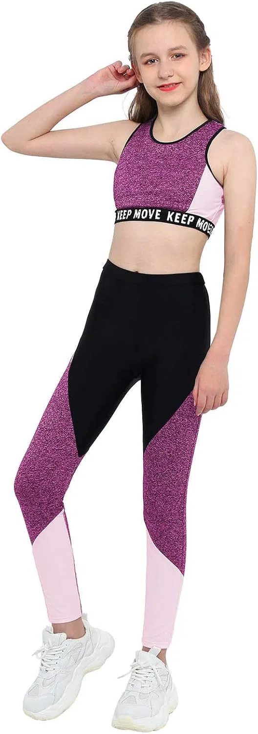 Детский спортивный костюм для девочек Choomomo, топ и леггинсы, Pink Black — фото 4