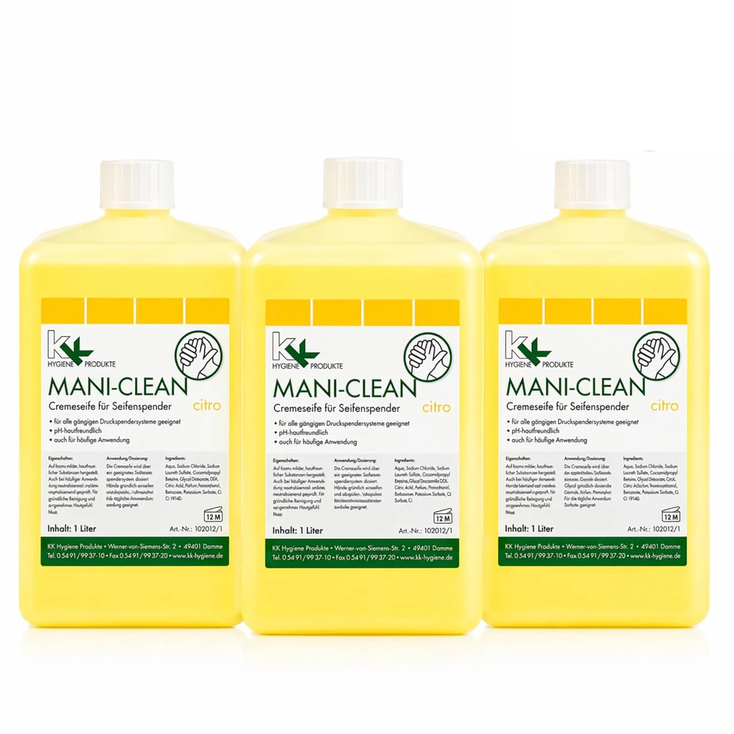 Жидкое мыло KK Mani-Clean Citro, 3 x 1 л, с ароматом лимона Kk