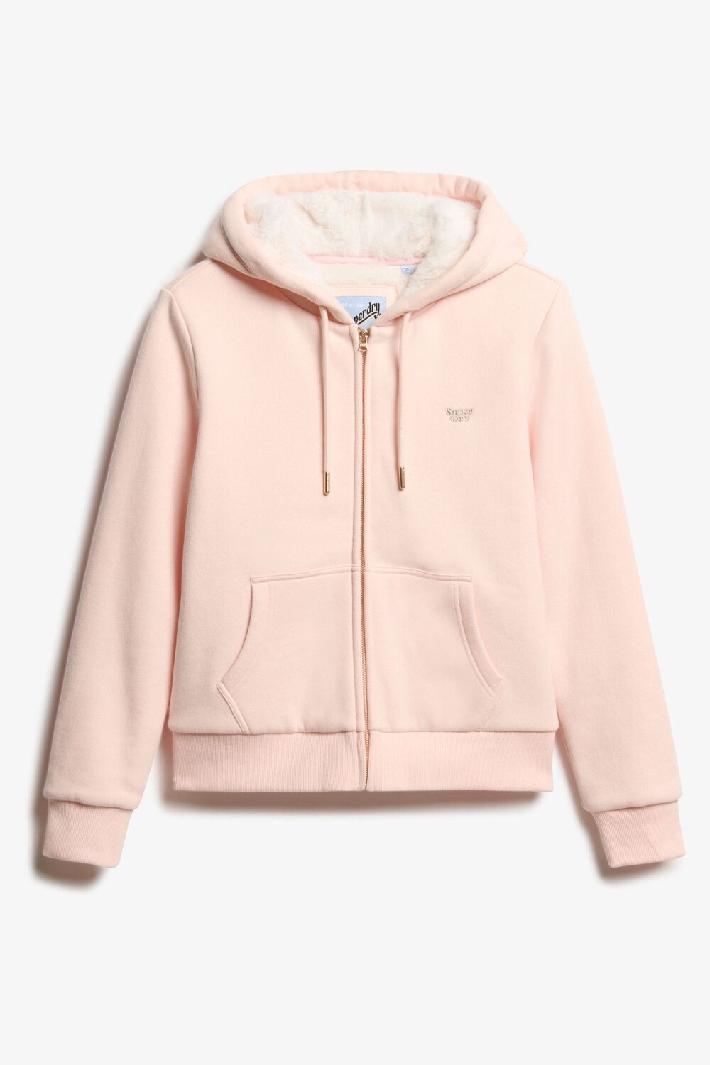 Толстовка Essential с капюшоном на молнии с подкладкой из искусственного меха Superdry, розовый — фото 4