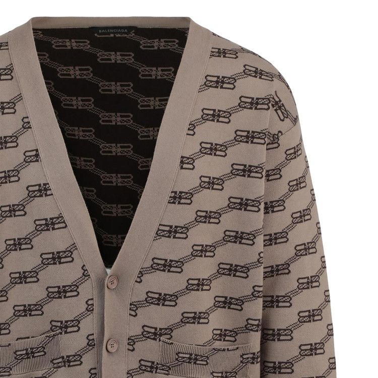 Кардиган Balenciaga Logo Intarsia Knit Cardigan, Beige — фото 3