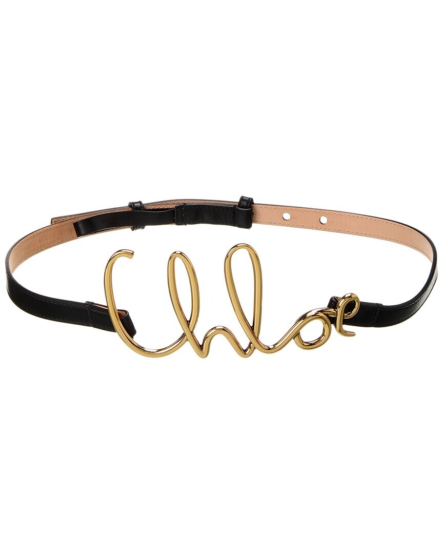 

Маленький кожаный ремень Chloé Iconic, черный