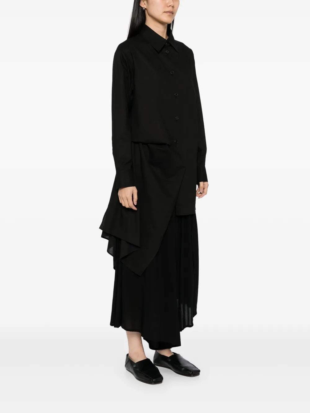 Рубашка асимметричного кроя Yohji Yamamoto, черный — фото 3