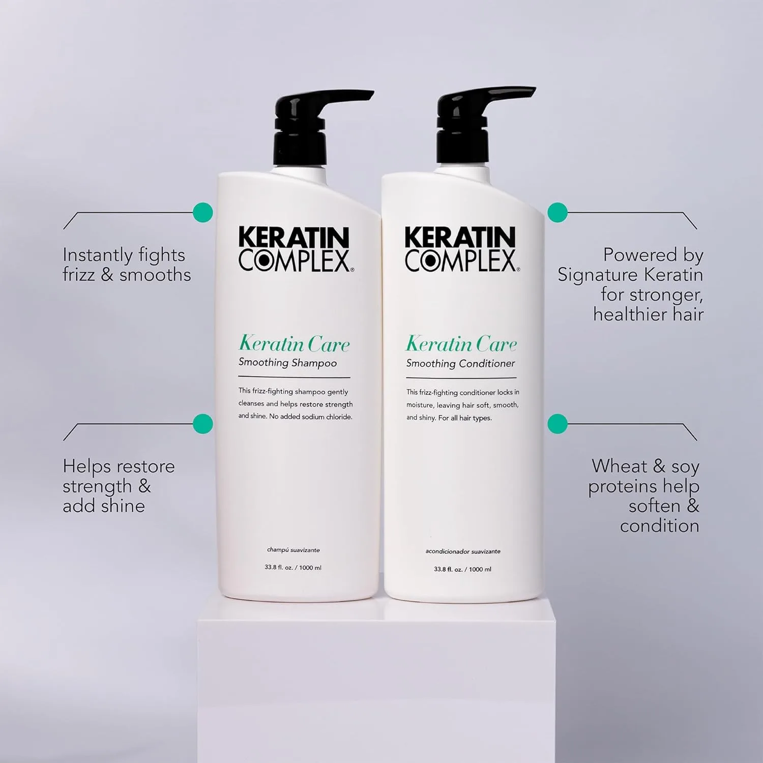 Keratin Complex - Набор из шампуня и кондиционера с кератиновым уходом для разглаживания кожи - по 950 мл каждый. — фото 4