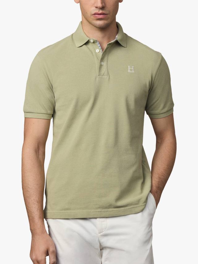 

Классическая хлопковая поло с длинными рукавами Hackett London, Sage Green