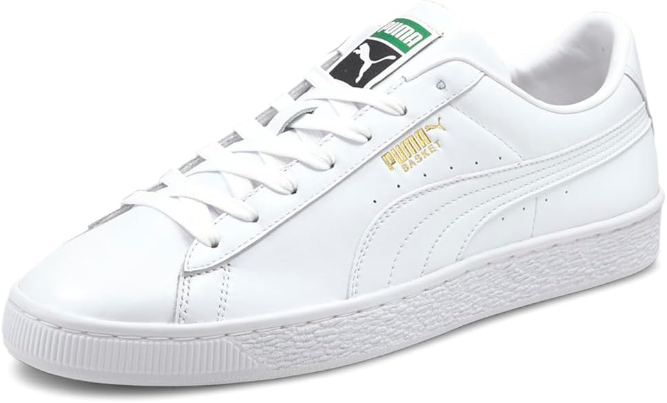 Мужские кроссовки PUMA Basket Classic XXI с шнуровкой для повседневной носки - белые — фото 2