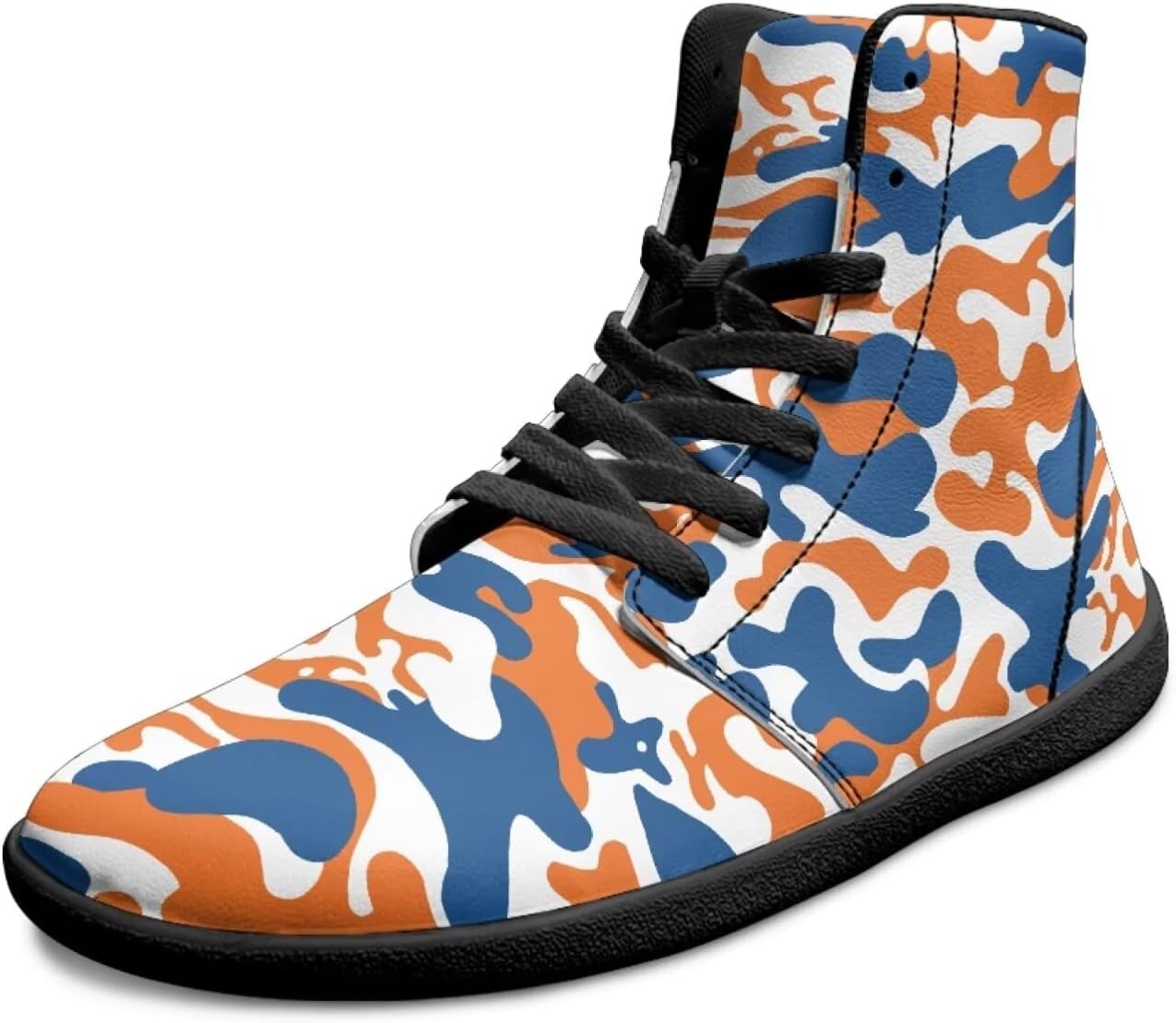 

Мужские широкие кроссовки для ходьбы, высокие, с нулевым перепадом высоты подошвы, повседневные, нескользящие, модные, камуфляжные, для занятий спортом, бега и ходьбы Chririnla, синий/оранжевый