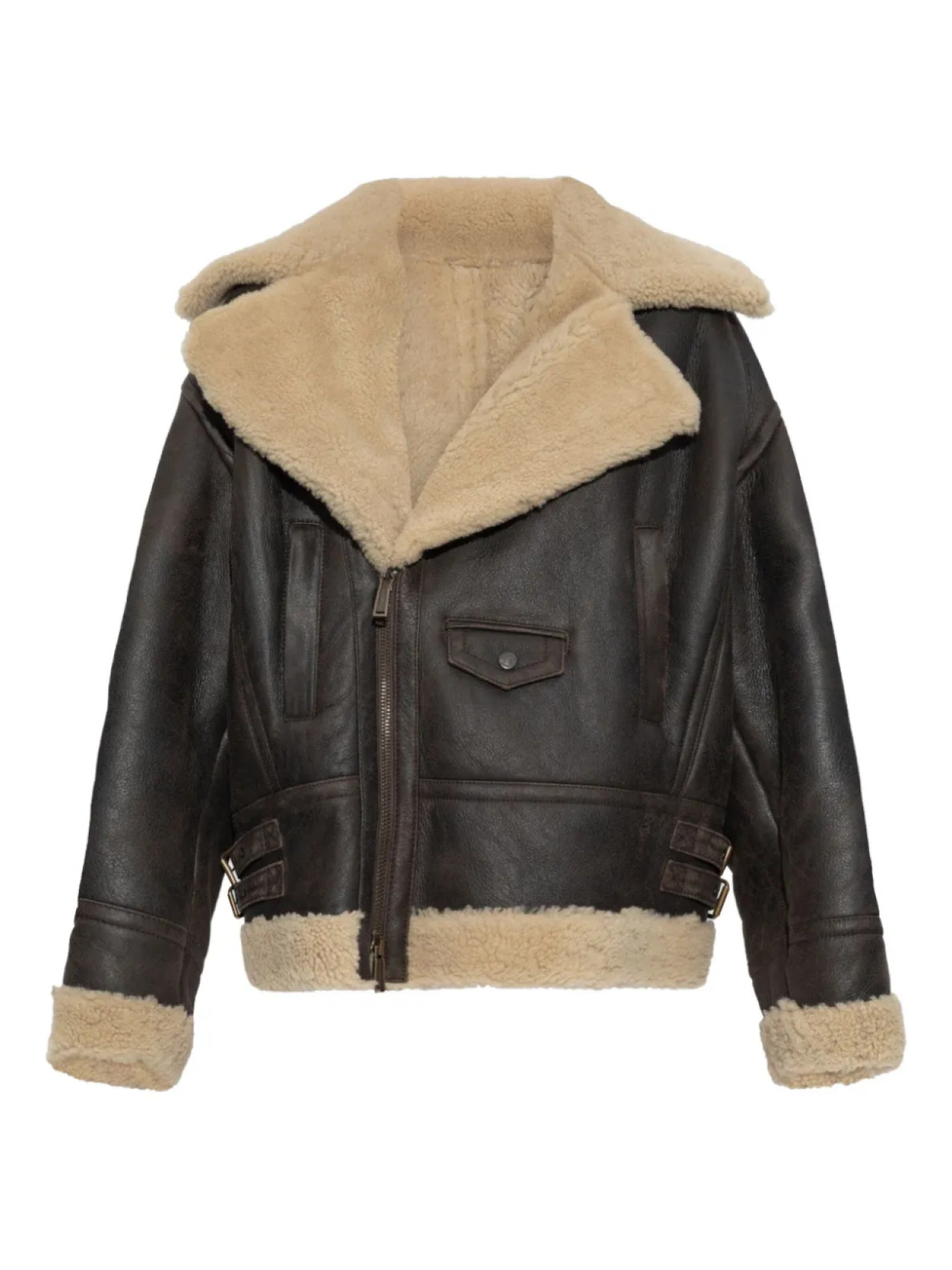 

DSQUARED2 кожаная куртка с воротником из овчины