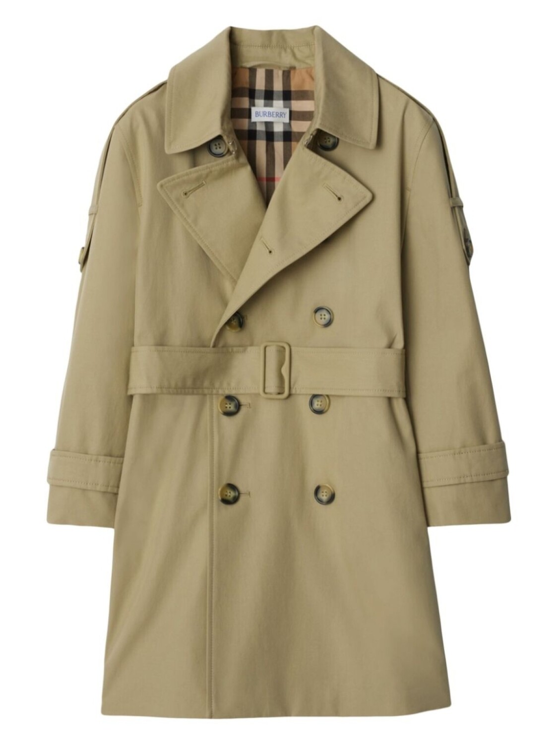 

Пальто с поясом Burberry Kids, нейтральный цвет