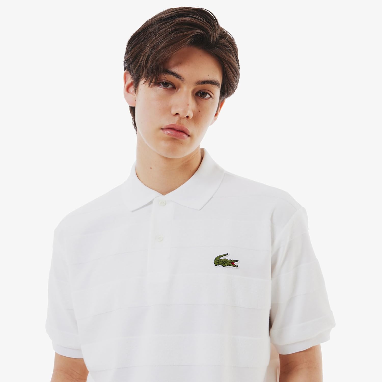 Рубашка-поло Lacoste Официальная в полоску, белый — фото 2