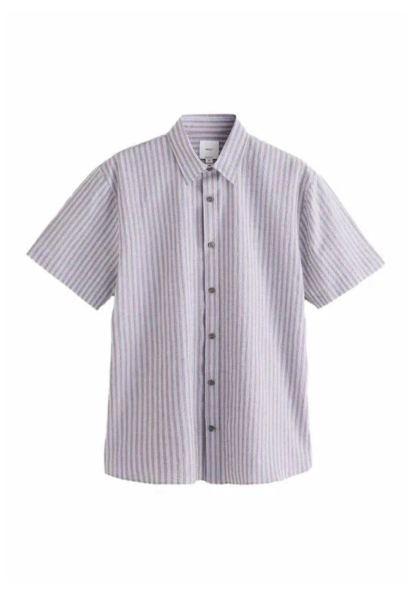 Рубашка Next Regular Fit Seersucker Short Sleeve Smart Shirt, коричневая