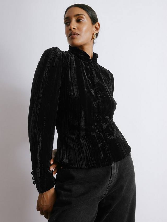 

Куртка с воротником-жабо из велюра crushed velvet Albaray, Black