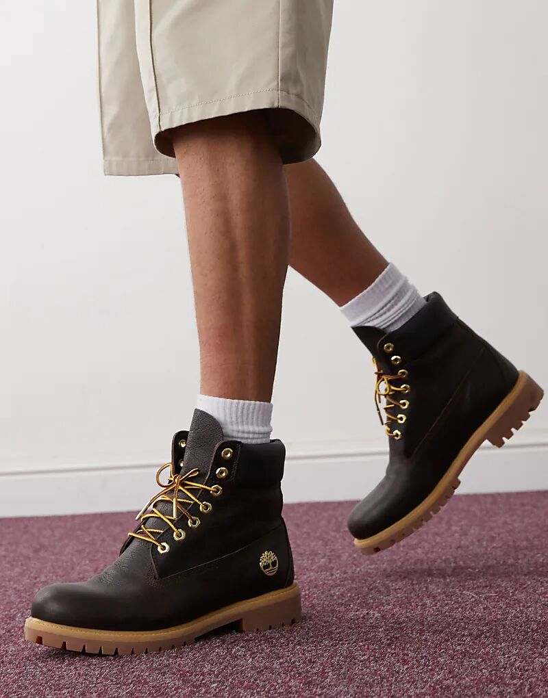 

6-дюймовые ботинки из темно-коричневой кожи цвета эспрессо Timberland