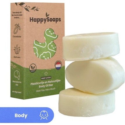 

Масло Happysoaps Baby & Kids — Aloe You Vera Much — мягкое и питательное детское масло — 100% натуральное, не содержит пластика и веганское — 3x20 грамм