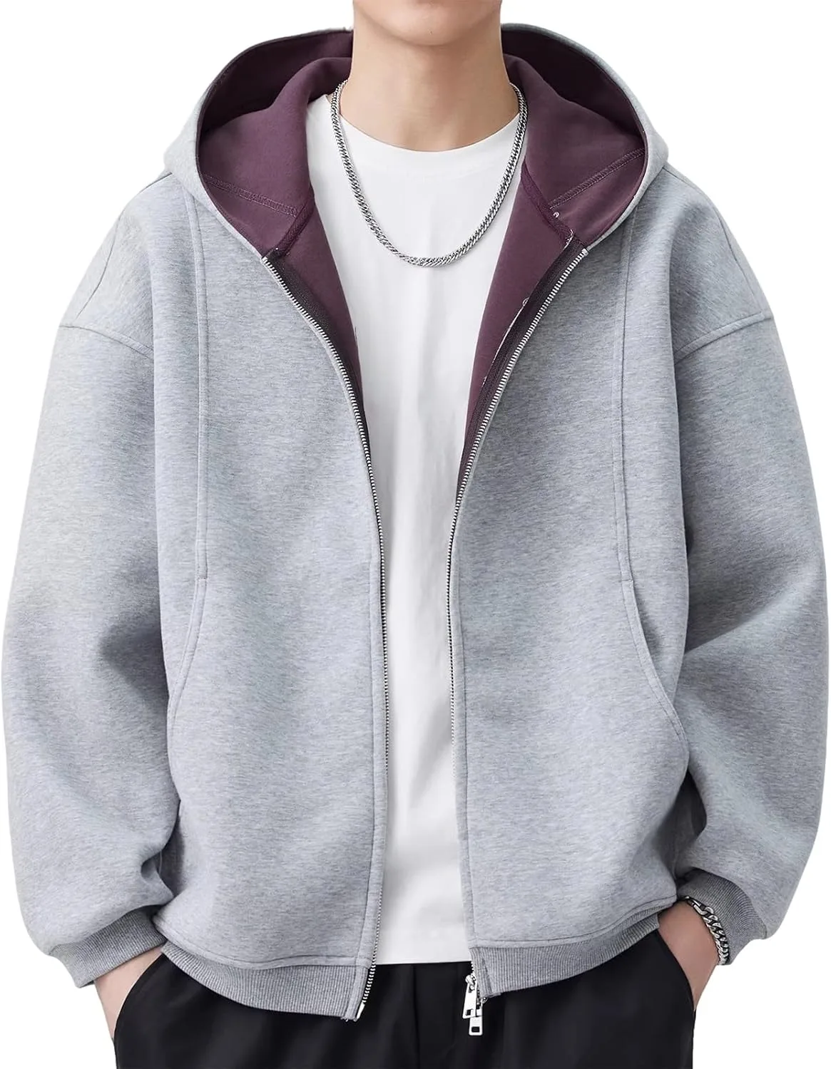 

Осенний худи с цветными блоками, свободный мужской свитшот с боковыми карманами FGQuelleBM