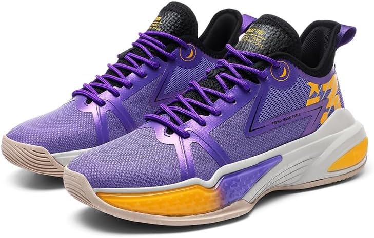 

Мужские повседневные кроссовки с толстой подошвой, легкие, нескользящие, для баскетбола, с сетчатой дышащей поверхностью и шнуровкой, подходят для ходьбы, бега и игры в баскетбол Igzbibg, фиолетовый