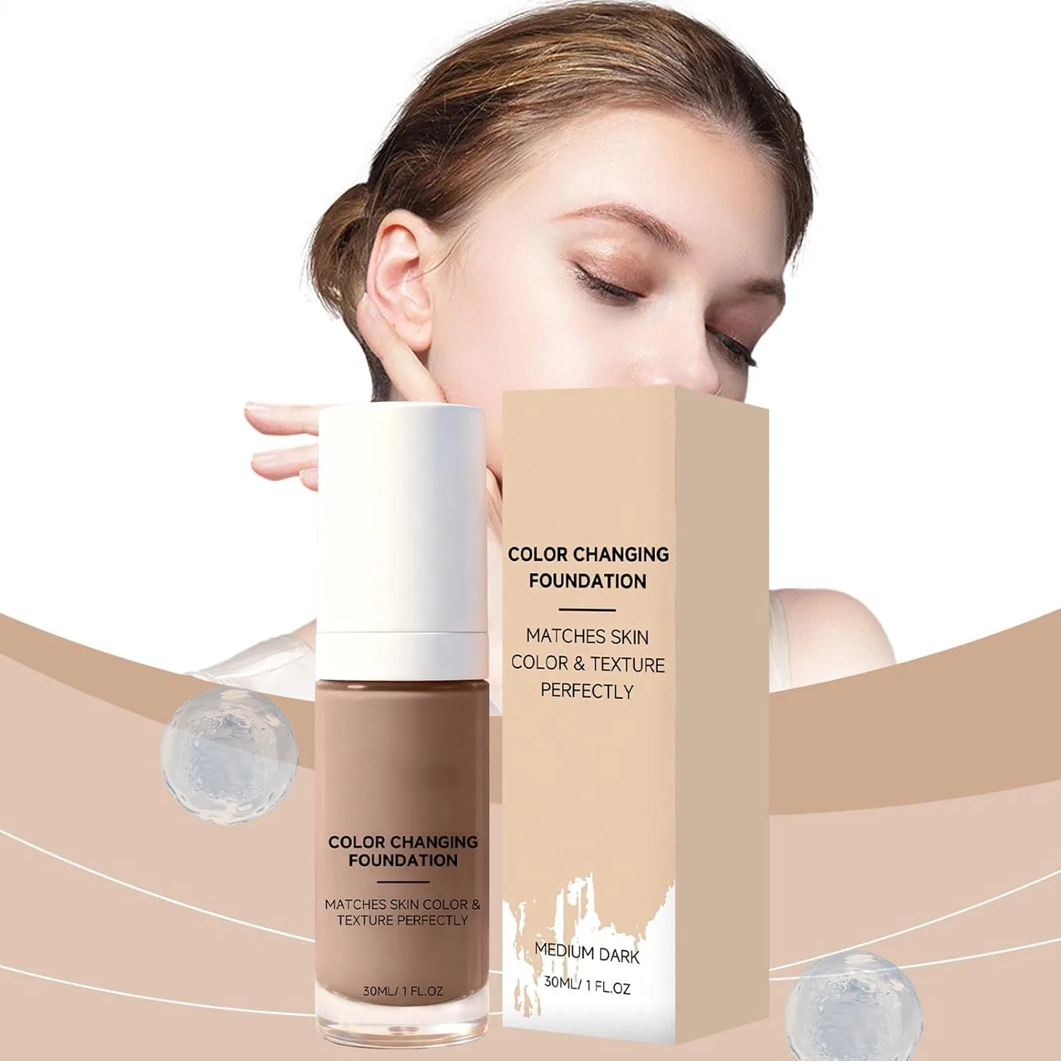 Тональное средство Color Changing Foundation, No Brand, 1 шт., для темного оттенка кожи — фото 4