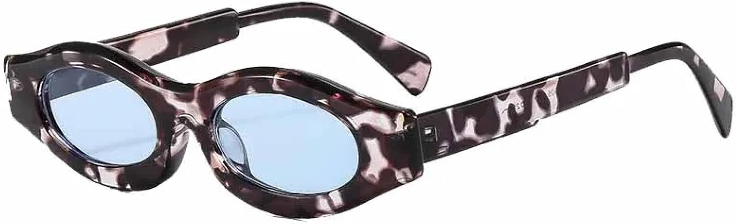 

Винтажные панк-солнцезащитные очки маленького овального размера для мужчин и женщин, модный тренд, очки для вождения с защитой от УФ-излучения UV400 TKKTLLT, Flower Blue