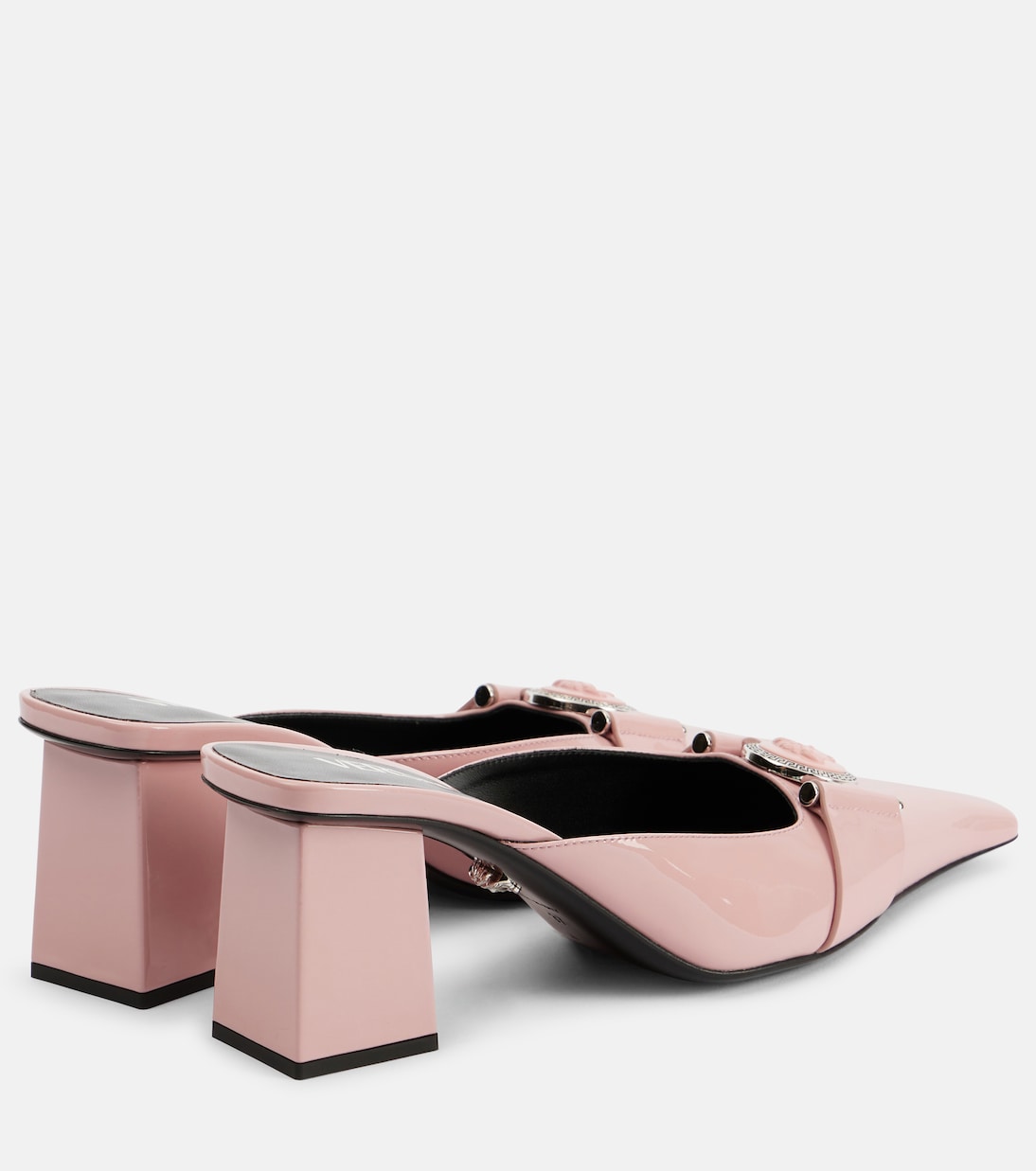 Мюли Medusa из лакированной кожи Versace, English Rose Palladium — фото 3